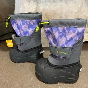 Columbia Boots Pink & Purple Chevron Girls (BC 1327-054) Winter Snow Size 4